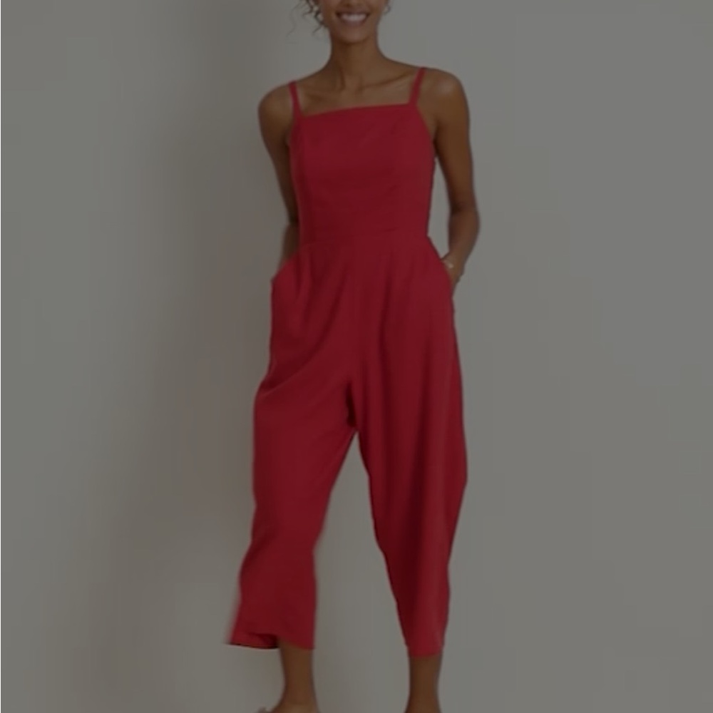 Old Navy Red Jumpsuit with Wide-Leg Culottes